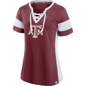 Texas A&M Aggies Women's Maroon Lace-Up Jersey Tee -NWT